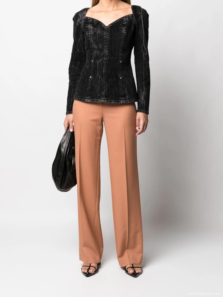 Affordable denim flocked Stella velvet McCartney blouse Women 0324